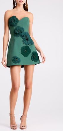 Helsi Gia Floral Appliqu&eacute; Strapless Minidress in Green at Nordstrom, Size Xx-Large