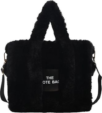 Generic Womens Plush Bags Casual Fur Tote Bag For Women Handbag Autumn Winter Plush Messenger Shopper Female(Black)