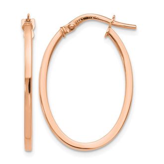 Diamond2Deal 10K Rose Gold Polished Oval Hoop Earrings