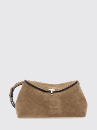 Toteme T-Lock Suede Clutch with Metallic Monogram