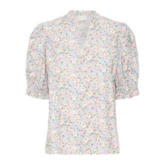 Ichi Ichi - Bloemen V-hals Blouse - Flowers Stijl - Dames - Blouses & Shirts - Veelkleurig - Maat: XL Katoen