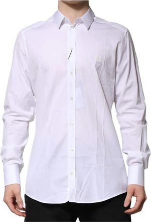 Dolce & Gabbana Overhemden, Heren, Wit, M, Katoen, Witte Katoenen Lange Mouwen Formeel Overhemd