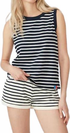 Kule Stripe Tank Top In Navy Ivory