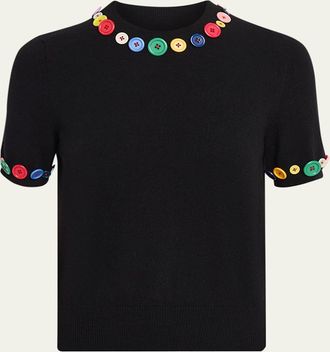 Libertine - Libertine Candy Buttons Short-Sleeve Cashmere Sweater