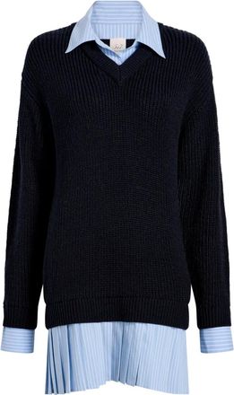 Cinq &agrave; Sept Abito con scollo a V e pieghe - Nero