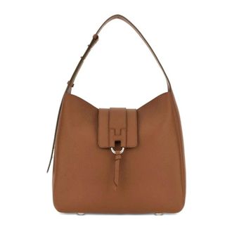 Hogan Shoulder Bags, female, Brown, Size: ONE SIZE Textured Leather Shoulder Bag