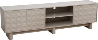Oviala Mueble de TV rectangular con 3 puertas, L200 cm, beige