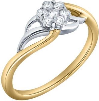 LuvMyJewelry Amoria 0.25 Ct Natural Diamond Floral 10K Gold Ring in 10K Yellow Gold at Nordstrom, Size 7