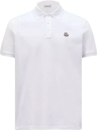 Moncler Logo Patch Polo Classic - Heren - Polos - Wit - XL - Katoen - Tops