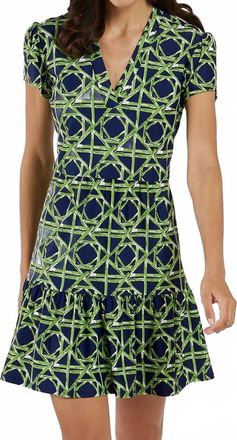 Jude Connally Ginger V-Neck Mini Dress In Bamboo Rattan Navy
