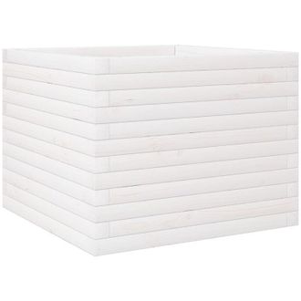 vidaXL Jardinera De Madera Maciza De Pino Blanca 60x60x46 Cm Vidaxl