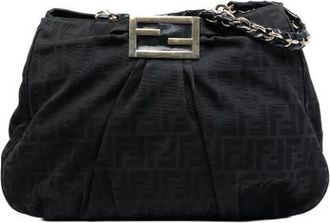 Fendi Pre-owned Shoulder Bags, female, Black, Size: ONE SIZE Pre-owned Canvas Shoulder Bag