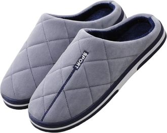 Generic Fall and Winter Mens Cotton Slippers Extra Large Size Plus Size Home Cotton Shoes for Warmth and Platform Soles(Grey 01,40-41)