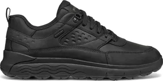 Geox Spherica Black All-Black Leather Sneakers