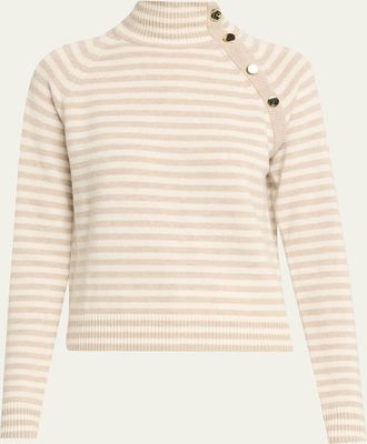 Max Mara Striped Turtleneck Cashmere Sweater