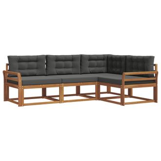 vidaXL Conjunto De Sof&aacute;s De Exterior 4 Pcs Natural Y Antracita Vidaxl
