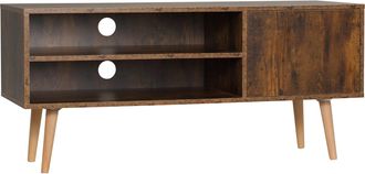 HOMCOM TV Unit Cabinet for TVs up to 55Inches with Cupboard Shelves - Brown | TJ Hughes