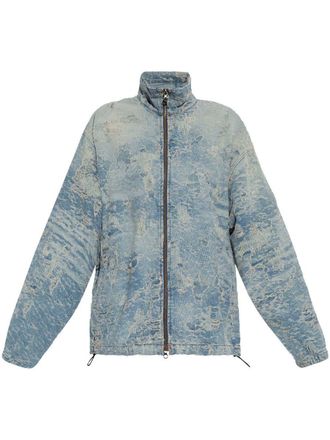 Diesel D-Krap-Fsf Zip Jacket In Dirty Jacquard Denim