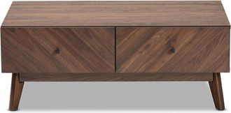 Design Studios Hartman Mid-Century Modern Walnut Brown Finished Wood Coffee Table