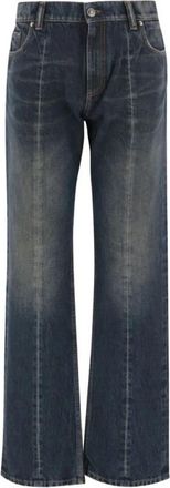 Versace Distressed Straight Jeans - Dames - Regular Fit Jeans - Blauw - W26 - Nylon - Jeans