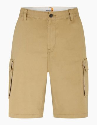 Timberland Mens Solid Patterned Regular Fit Cargo Shorts - Tan - Size: 32/32