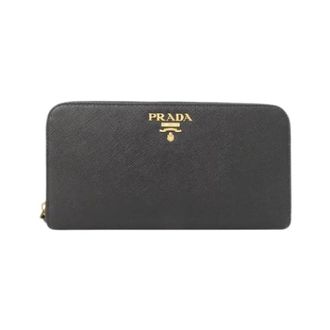Prada Pre-owned Wallets, female, Black, Size: ONE SIZE Pre-owned Saffiano Bicolor Long Wallet