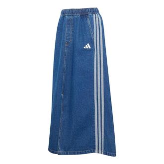 adidas (WMNS) adidas Stadium Washed Denim Loose Fit Skirt Asia Sizing Preloved Ink KV0621
