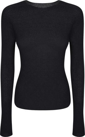 Issey Miyake Ronde hals Top met Lange Mouwen - Dames - Longsleeves - Zwart - M - Polyester - Tops