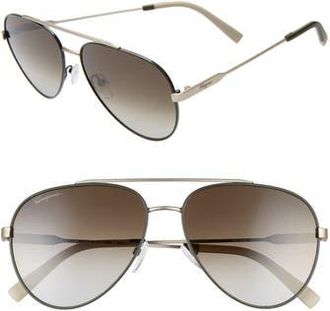Ferragamo 59mm Aviator Sunglasses in Forest Green Mat Gld at Nordstrom Rack