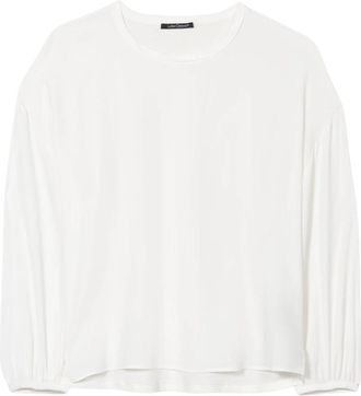 Luisa Cerano Zijdenmix Blouse met Splitzoom - Dames - Blouses - Beige - XS - Katoen - Overhemden