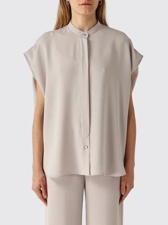 Herno Short-Sleeved Cr&ecirc;pe Shirt with Mandarin Collar
