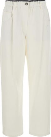 Brunello Cucinelli White Relaxed Flat Front Pants