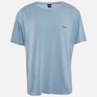 HUGO BOSS Boss By Hugo Boss Blue Logo Print Jersey Crew Neck T-Shirt