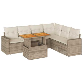 vidaXL Vidaxl - Set Divani Da Giardino 7 Pz Con Cuscini Beige In Polyrattan