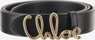 Chlo&eacute; Black Logo Buckle Belt