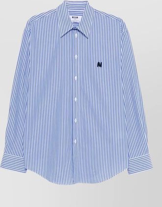 Msgm shirt logo embroidery stripes long sleeves