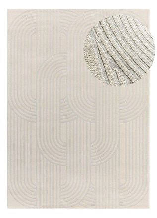 Atticgo Alfombra con relieve geom&eacute;trica crema/gris claro 160x230 cm