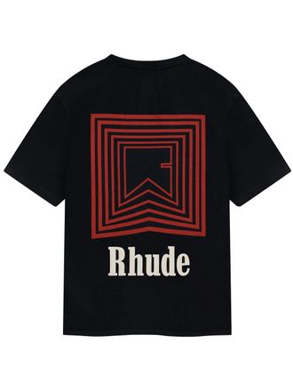 Rhude Mens Chevron Repeat Logo T-Shirt in Black