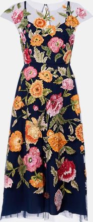 Carolina Herrera Floral sequined tulle midi dress