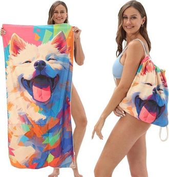 OEM Toalla De Playa De Microfibra Con Estampado Marino, Toalla De Playa Plegable Con Bolsa De Transporte Integrada Para Playa Y Piscina, 80 X 160 Cm