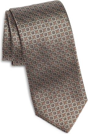 Canali Medallion Silk Tie in Light Brown at Nordstrom