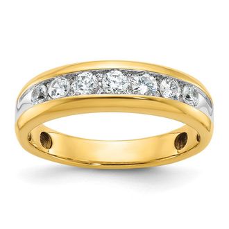 Diamond2Deal 14k Yellow Gold Lab Grown Diamond 7-Stone Band Ring 1/2Ct Clarity- VS Color- G-H