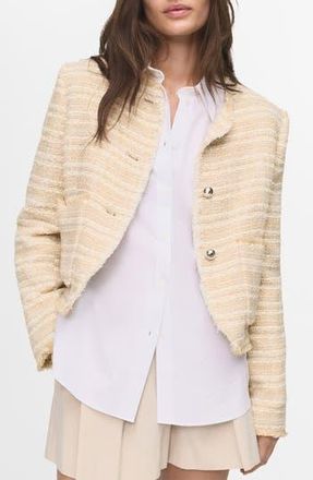 Mango Tweed Jacket in Beige at Nordstrom Rack, Size X-Large