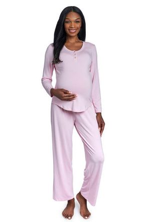 Everly Grey Laina During & After 2-Piece Maternity/Nursing Sleep Set in Blush at Nordstrom, Size X-Large