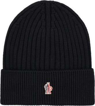 Moncler Black Logo Beanie Hat