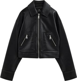 Anine Bing Assan Jacket - Dames - Zomerjassen - Zwart - XS - Leer - Jassen