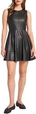 Matty M Princess Seam Faux Leather Dress in Black at Nordstrom Rack, Size 10