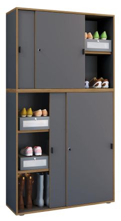 VCM Vcm - Gabinete De Oficina De Madera Carpeta Gabinete De Archivo Muebles De Oficina Gabinete Salia 5 Veces De Ancho 100 Cm Puertas Correderas (antracit