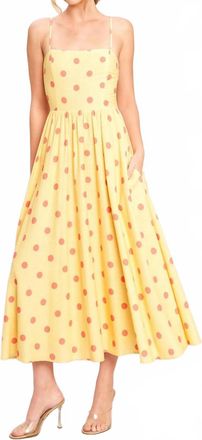 Flying Tomato Golden Summer Polka Woven Midi Dress In Yellow