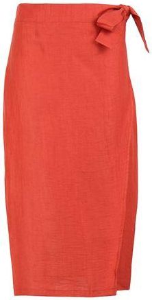 8 by YOOX LINEN HIGH-WAIST WRAP MIDI SKIRT